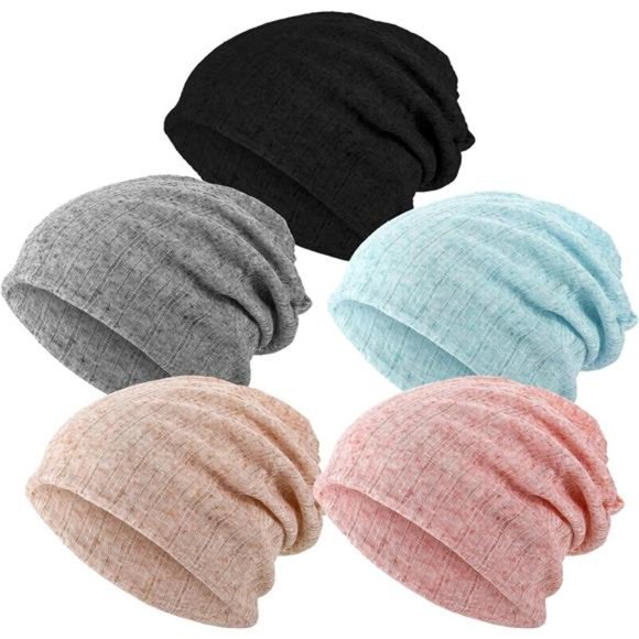 5 Pieces Women's Slouchy Beanie Hat Stretch Turban Hats Skull Sleep Scarf